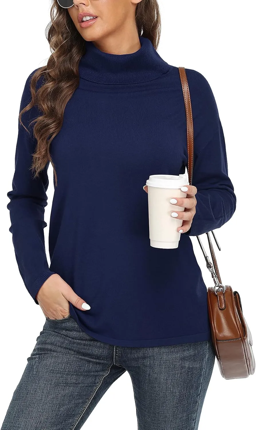 VIISHOW Women's Turtleneck Sweater Long Sleeve Cozy Warm Sweater Casual Lightweight Soft Pullover Jumper Tops