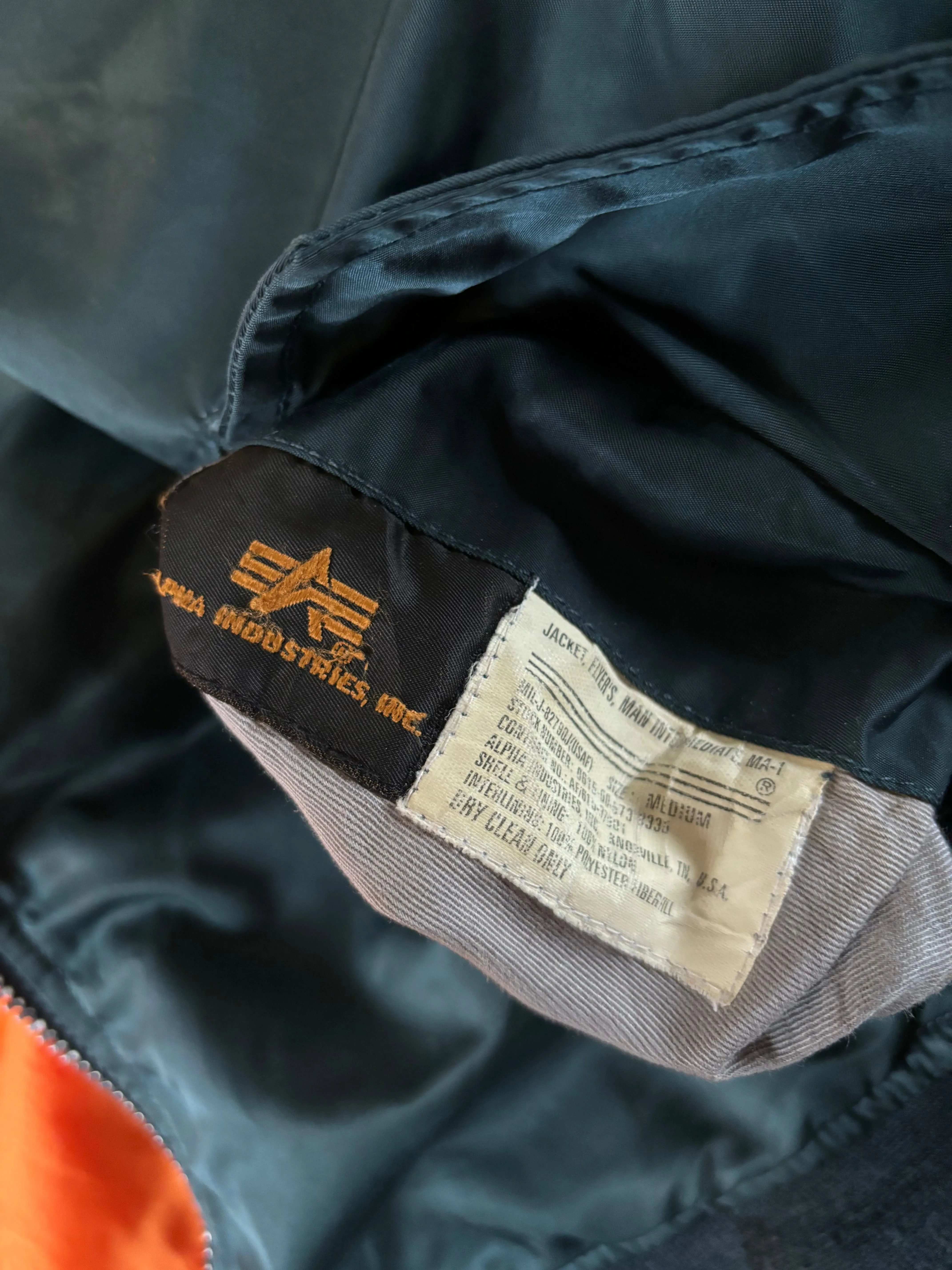 Vintage Alpha Industries Reversible Bomber Jacket - Navy / Orange