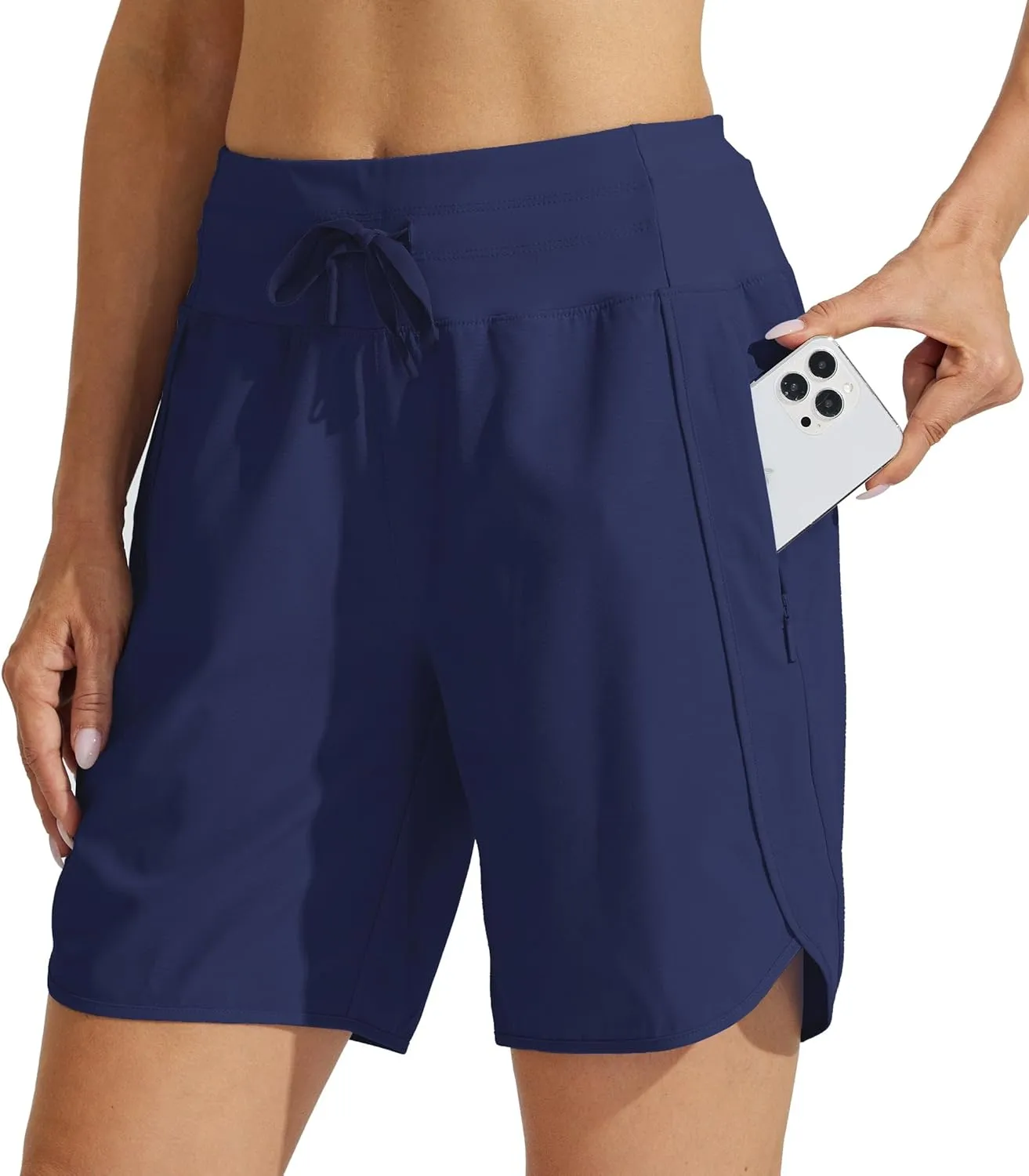 Willit Women's 7" Athletic Running Shorts Long Workout Hiking Shorts Quick Dry High Waisted Active Zipper Pocket