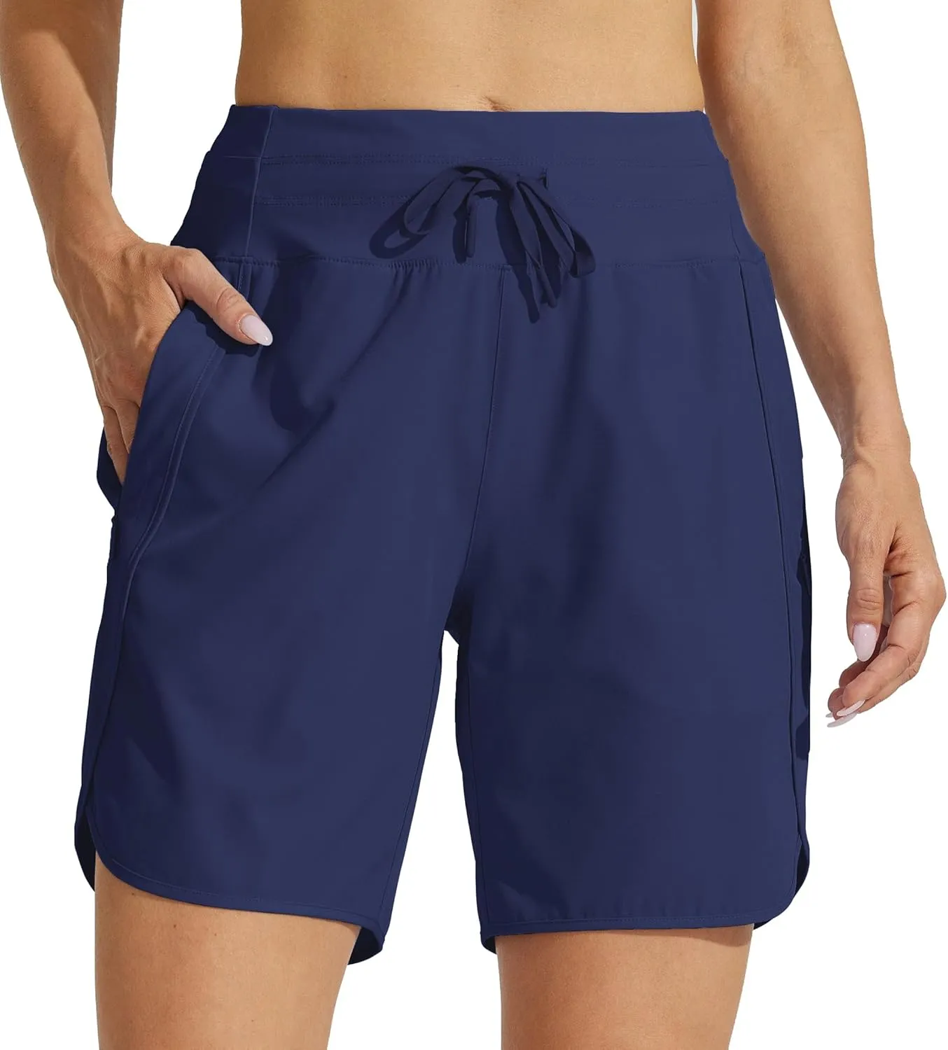 Willit Women's 7" Athletic Running Shorts Long Workout Hiking Shorts Quick Dry High Waisted Active Zipper Pocket