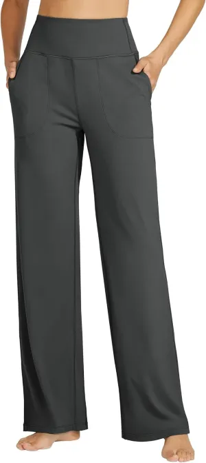 Willit Women's Wide Leg Yoga Pants with Pockets Stretch Loose High Waist Comfy Soft Casual Lounge Sweatpants 28"/30"