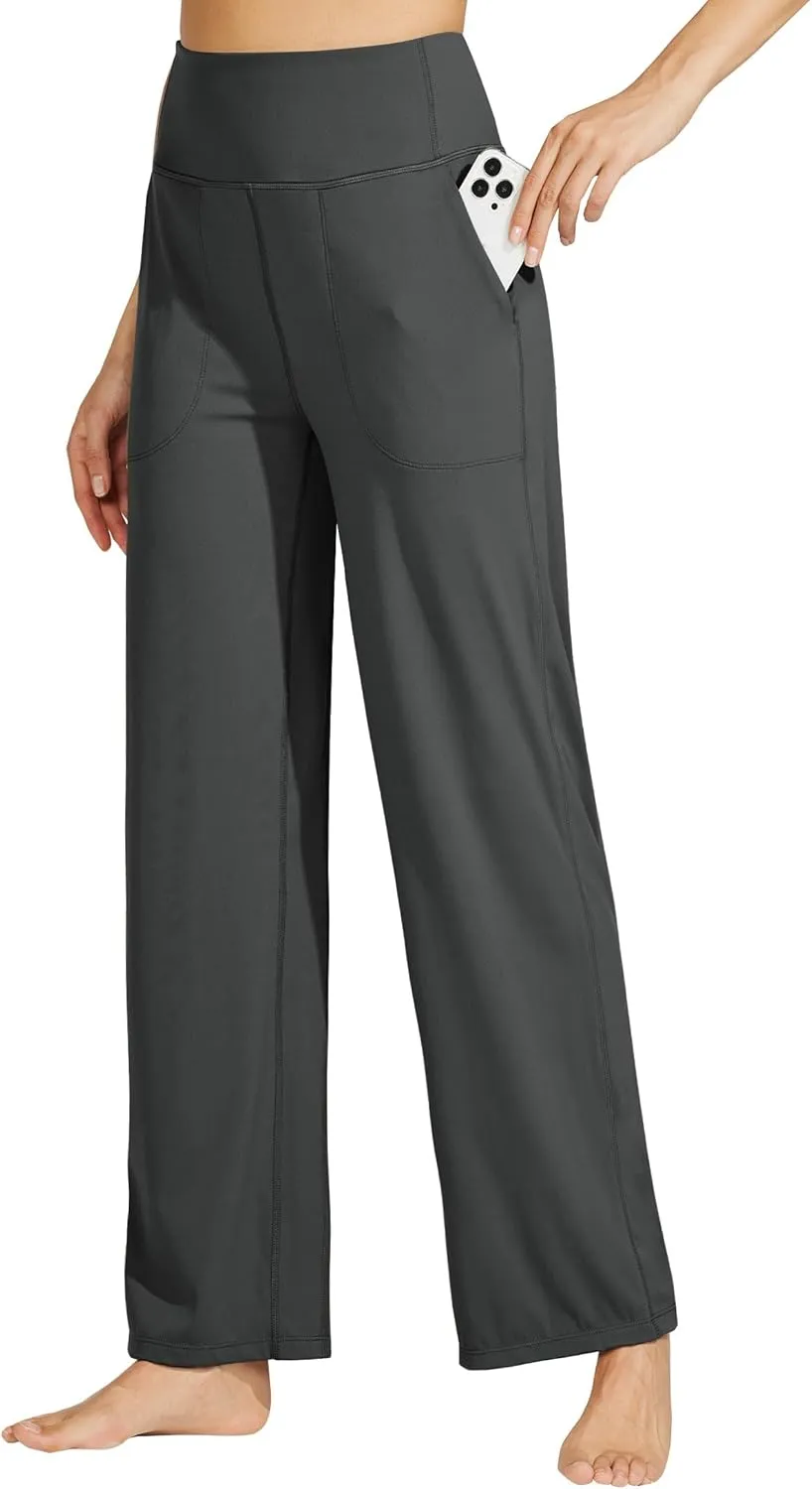 Willit Women's Wide Leg Yoga Pants with Pockets Stretch Loose High Waist Comfy Soft Casual Lounge Sweatpants 28"/30"
