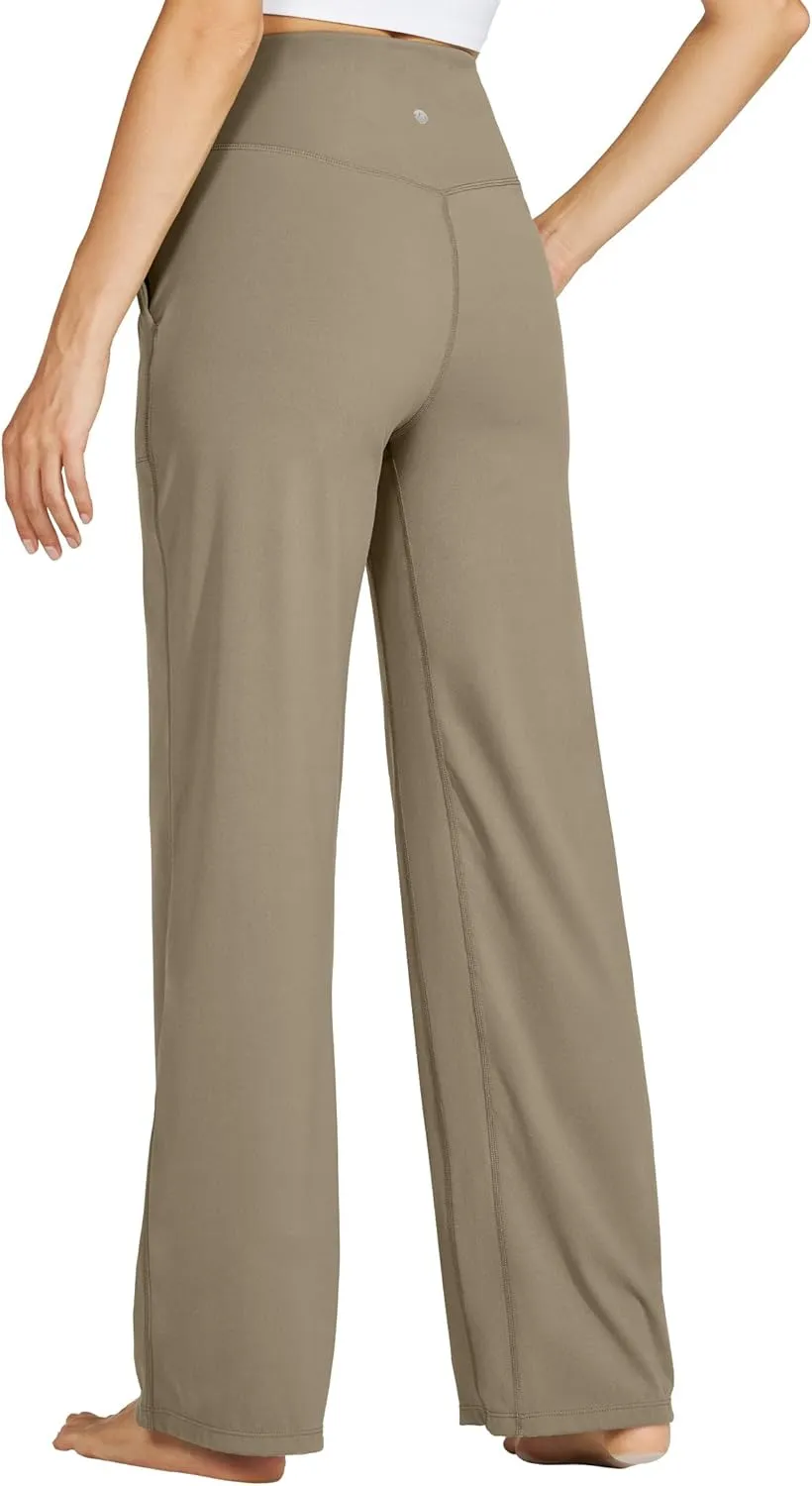 Willit Women's Wide Leg Yoga Pants with Pockets Stretch Loose High Waist Comfy Soft Casual Lounge Sweatpants 28"/30"