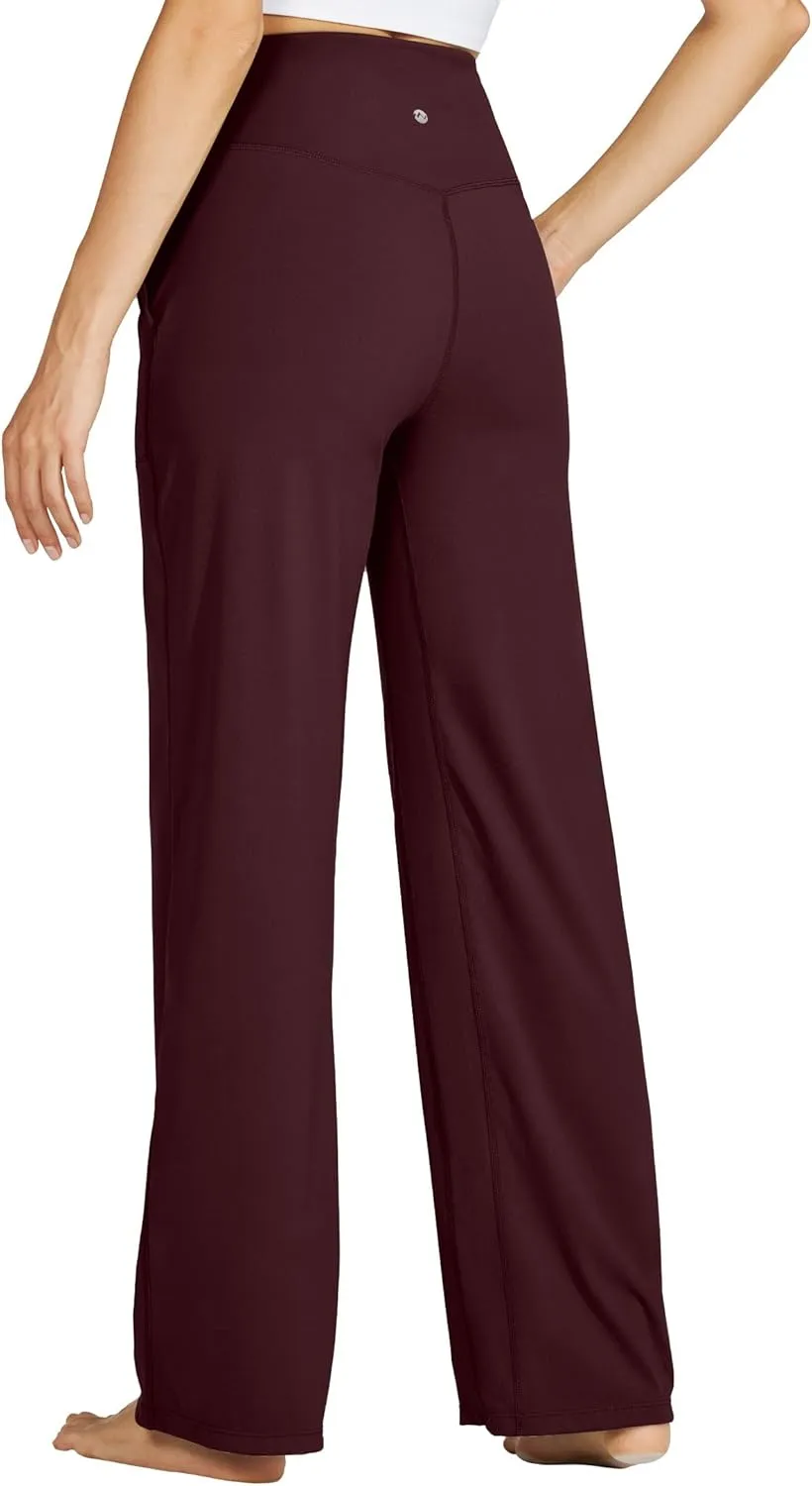Willit Women's Wide Leg Yoga Pants with Pockets Stretch Loose High Waist Comfy Soft Casual Lounge Sweatpants 28"/30"