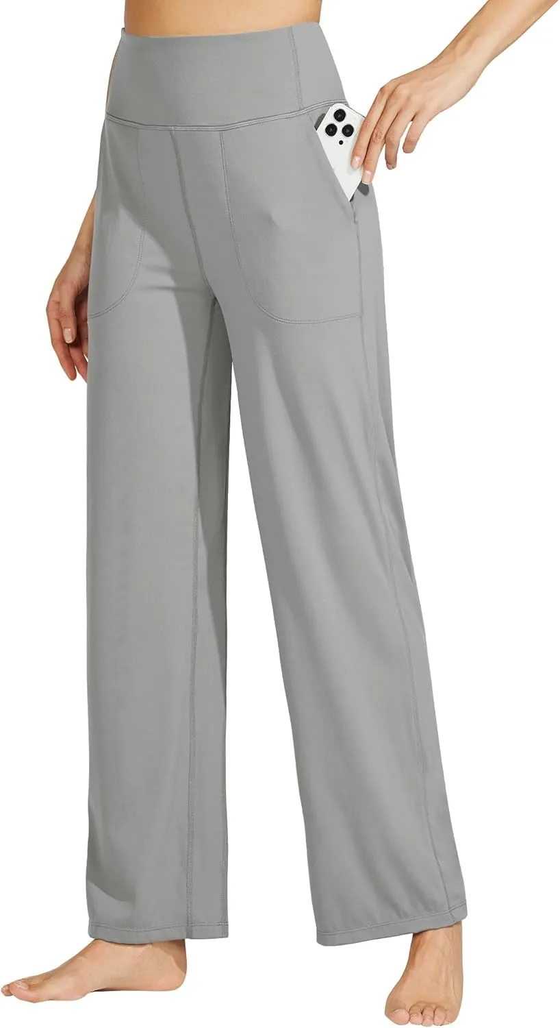 Willit Women's Wide Leg Yoga Pants with Pockets Stretch Loose High Waist Comfy Soft Casual Lounge Sweatpants 28"/30"