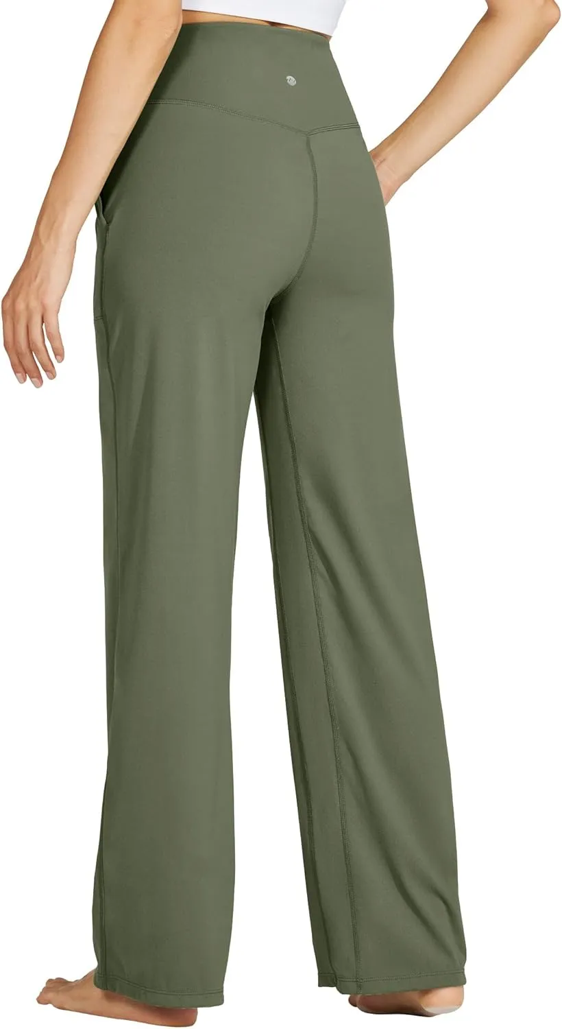 Willit Women's Wide Leg Yoga Pants with Pockets Stretch Loose High Waist Comfy Soft Casual Lounge Sweatpants 28"/30"