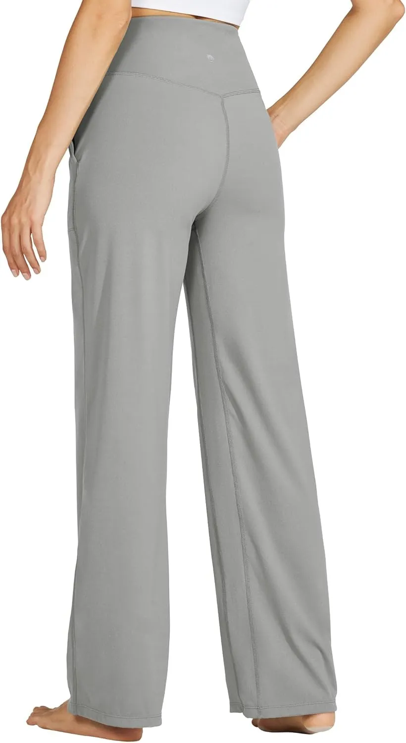Willit Women's Wide Leg Yoga Pants with Pockets Stretch Loose High Waist Comfy Soft Casual Lounge Sweatpants 28"/30"