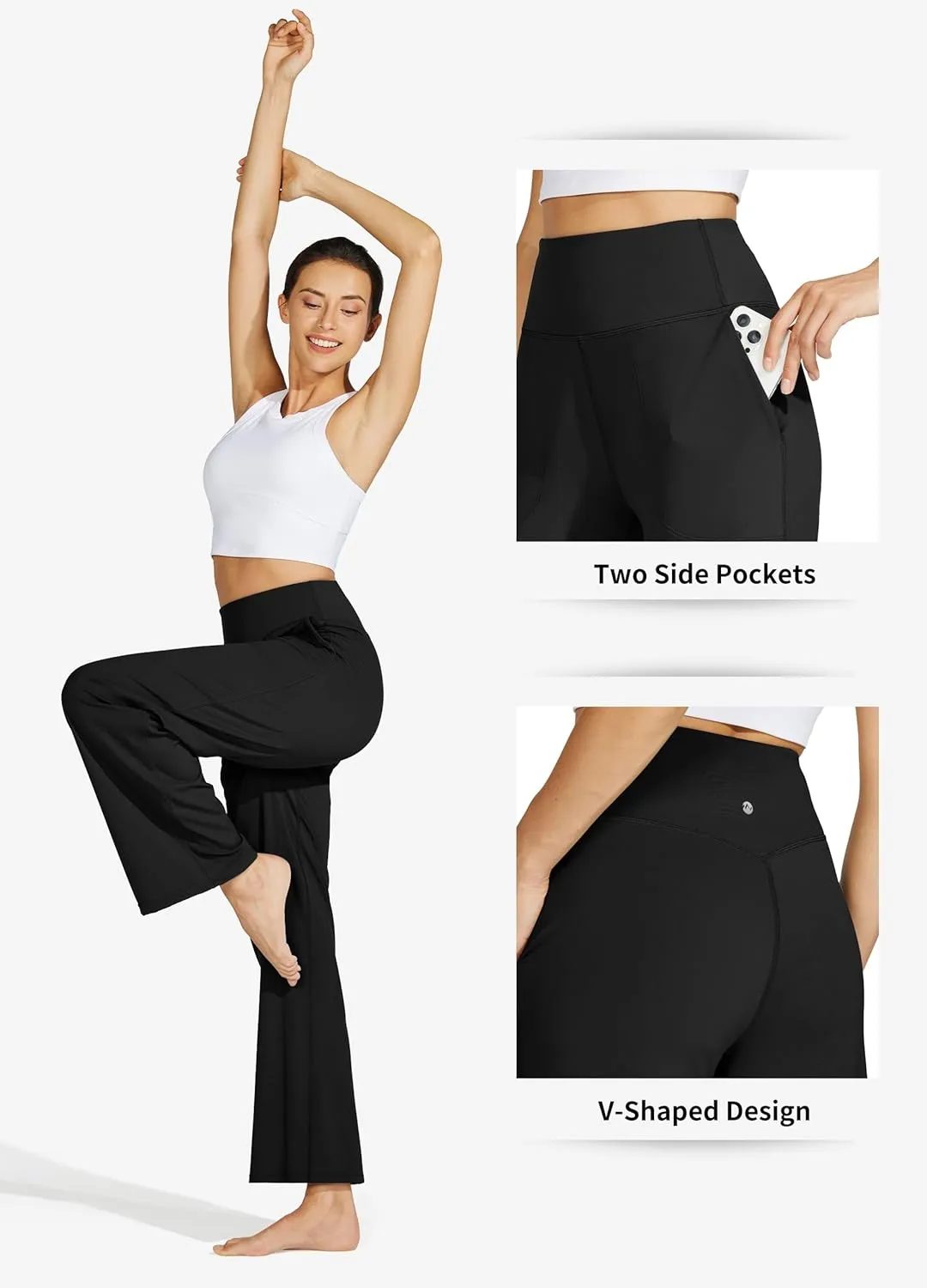 Willit Women's Wide Leg Yoga Pants with Pockets Stretch Loose High Waist Comfy Soft Casual Lounge Sweatpants 28"/30"