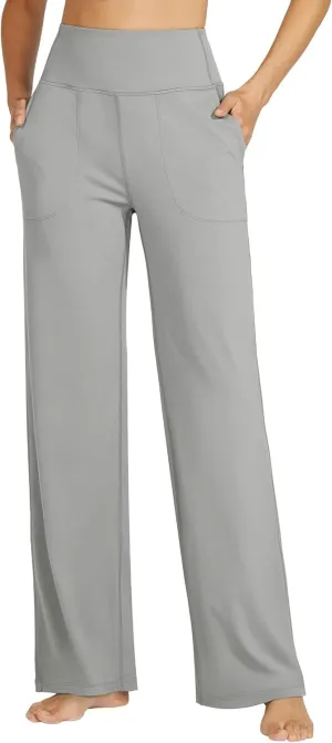 Willit Women's Wide Leg Yoga Pants with Pockets Stretch Loose High Waist Comfy Soft Casual Lounge Sweatpants 28"/30"