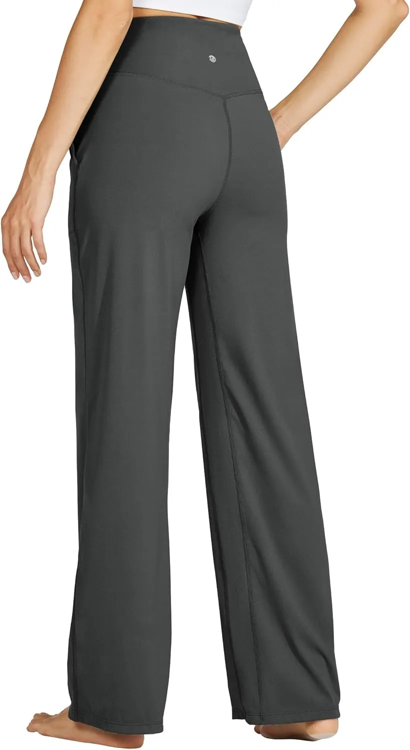 Willit Women's Wide Leg Yoga Pants with Pockets Stretch Loose High Waist Comfy Soft Casual Lounge Sweatpants 28"/30"