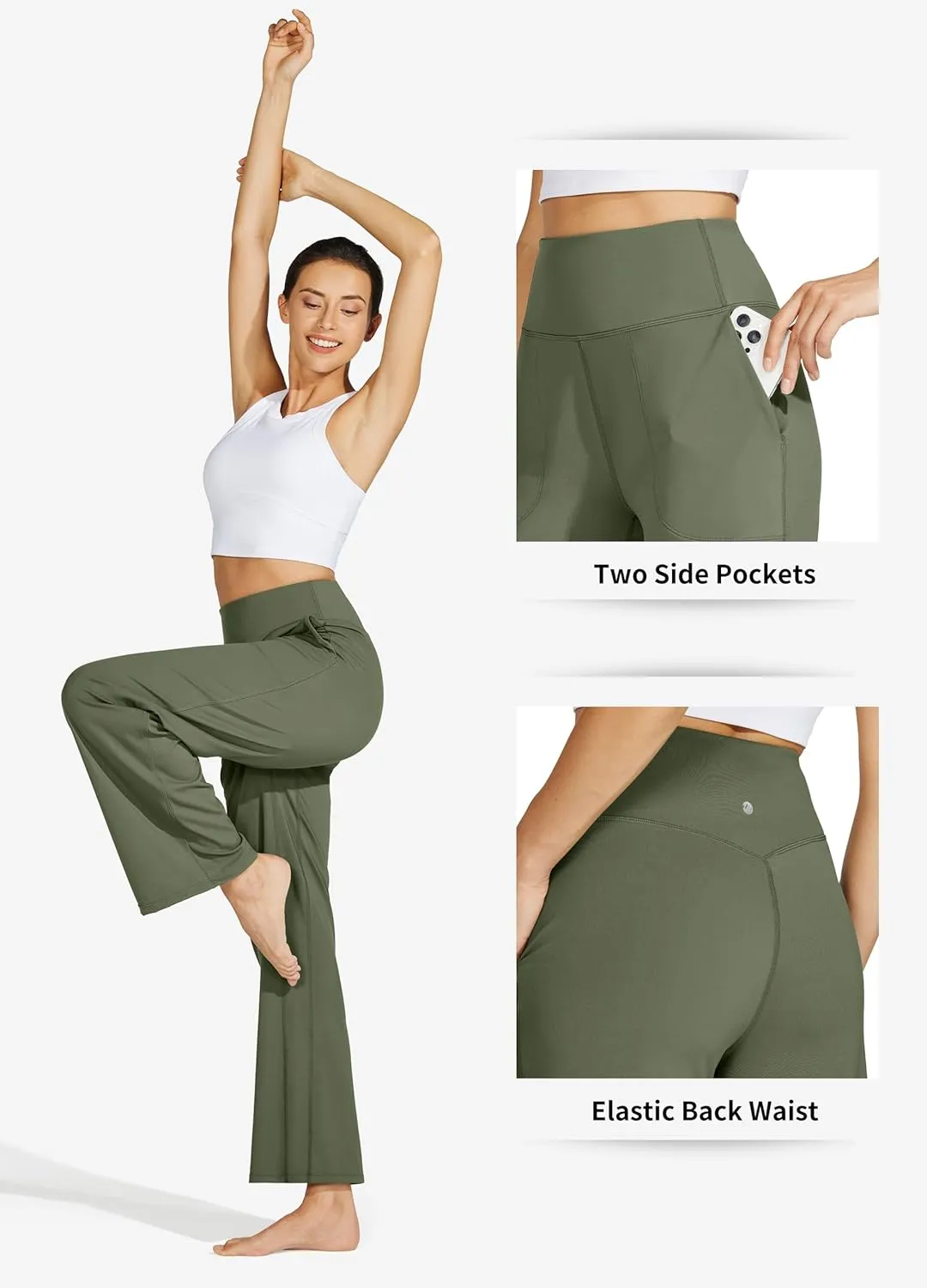 Willit Women's Wide Leg Yoga Pants with Pockets Stretch Loose High Waist Comfy Soft Casual Lounge Sweatpants 28"/30"