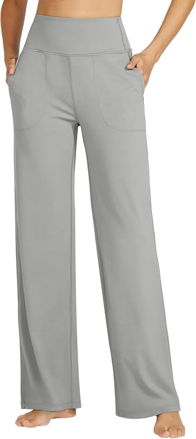 Willit Women's Wide Leg Yoga Pants with Pockets Stretch Loose High Waist Comfy Soft Casual Lounge Sweatpants 28"/30"