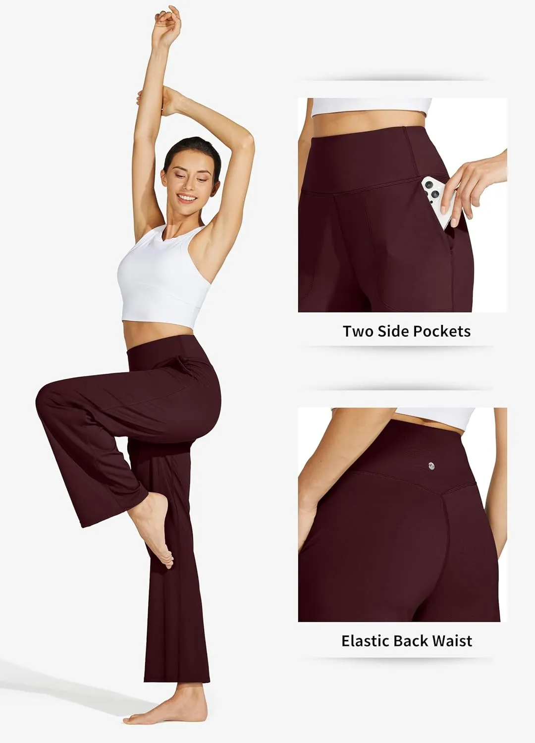 Willit Women's Wide Leg Yoga Pants with Pockets Stretch Loose High Waist Comfy Soft Casual Lounge Sweatpants 28"/30"