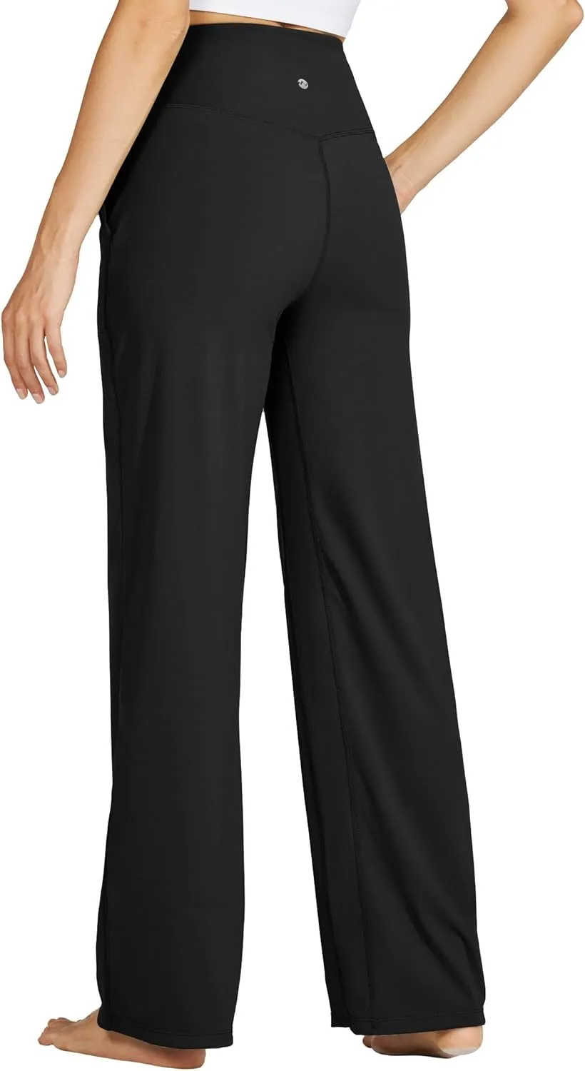 Willit Women's Wide Leg Yoga Pants with Pockets Stretch Loose High Waist Comfy Soft Casual Lounge Sweatpants 28"/30"
