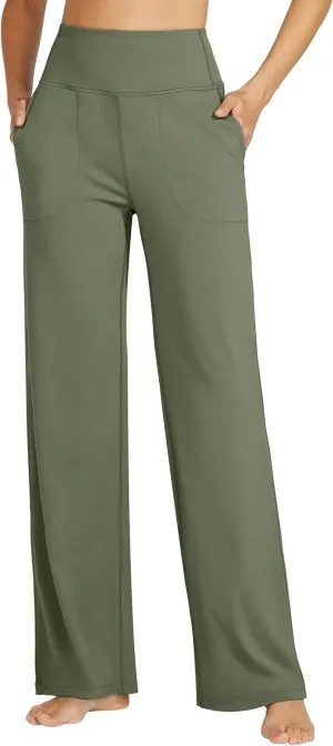 Willit Women's Wide Leg Yoga Pants with Pockets Stretch Loose High Waist Comfy Soft Casual Lounge Sweatpants 28"/30"