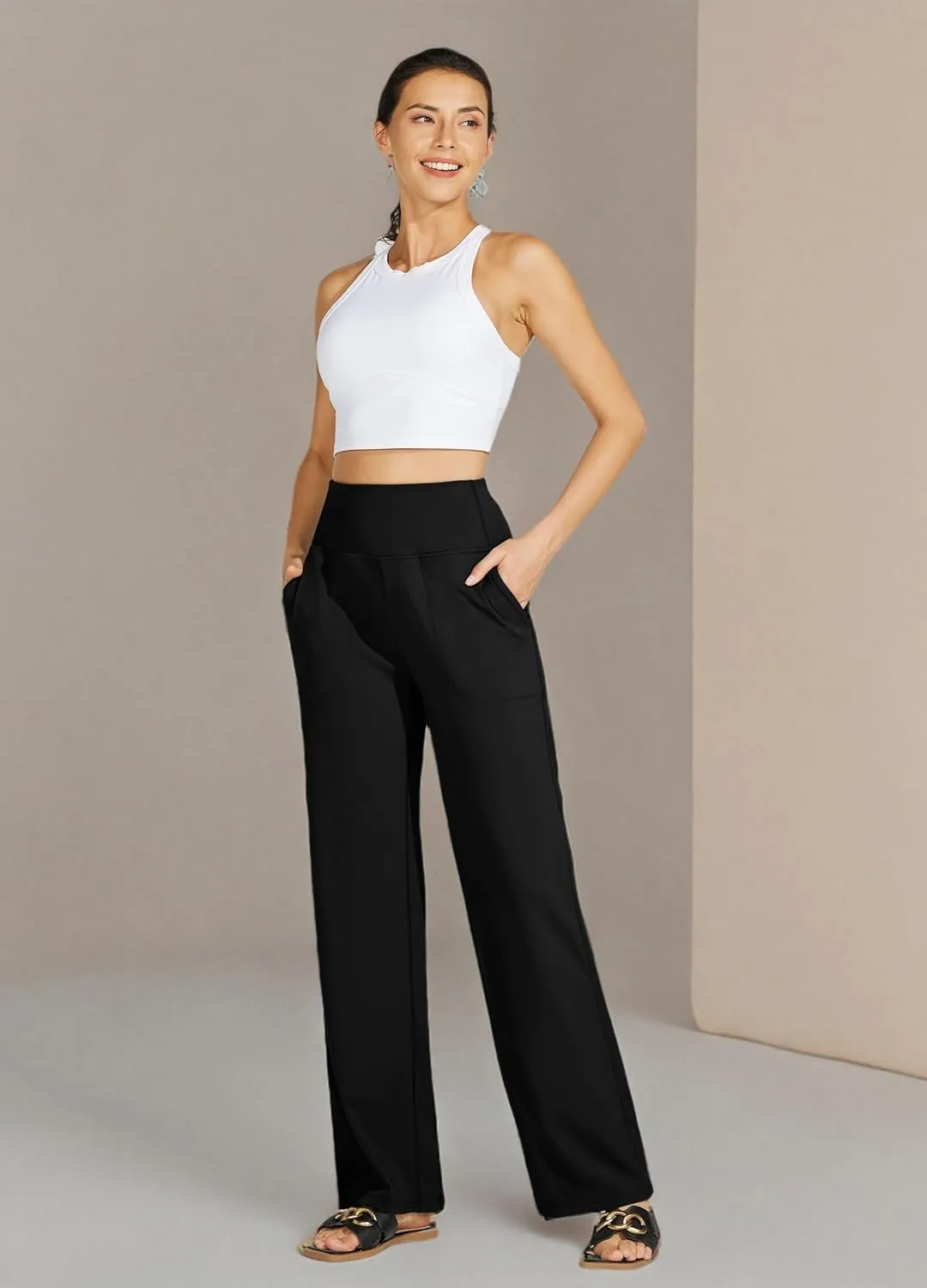 Willit Women's Wide Leg Yoga Pants with Pockets Stretch Loose High Waist Comfy Soft Casual Lounge Sweatpants 28"/30"