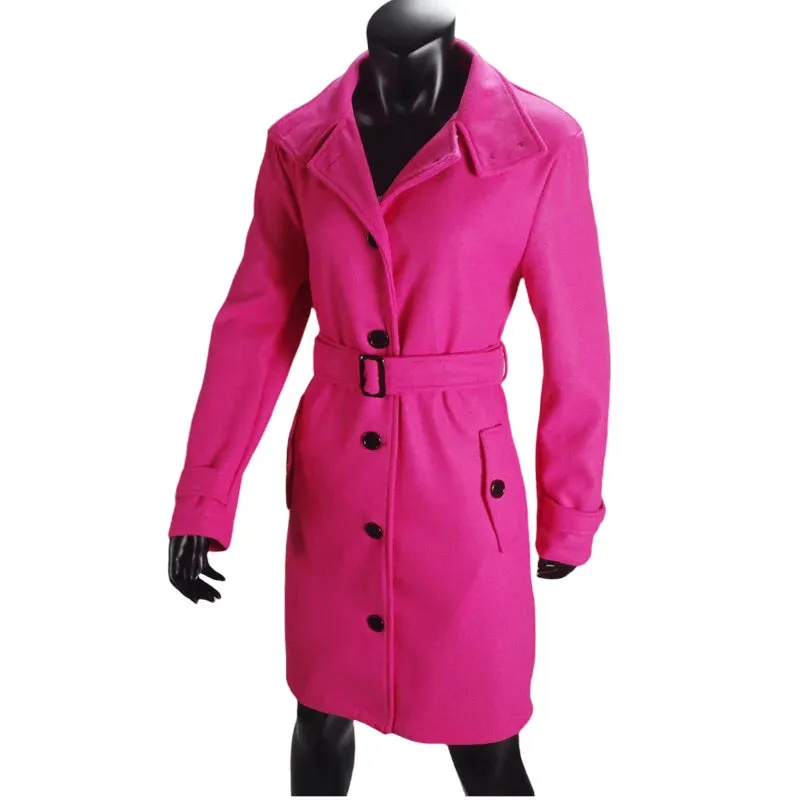 Wolle Mischung frauen Mantel Outer Winter Warme Weibliche Jacken Einreiher Drehen-unten Kragen Lange frauen Kleidung