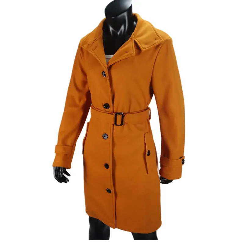 Wolle Mischung frauen Mantel Outer Winter Warme Weibliche Jacken Einreiher Drehen-unten Kragen Lange frauen Kleidung