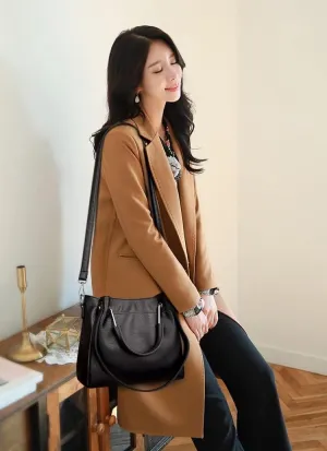 Women Handbags Shoulder Bags, Satchel Tote Bag, Soft Casual Tote Shoulder Messenger Bag Women's Small Bucket Leather Handbags (Color : Black)