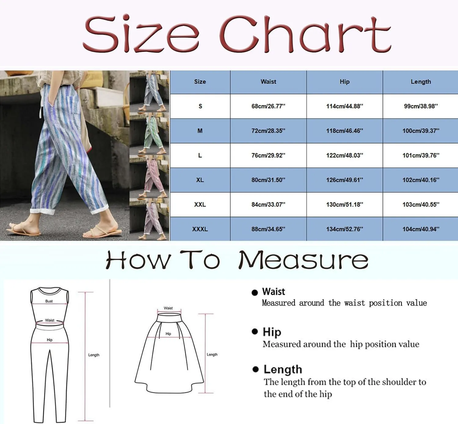 Women Linen Blend Summer Flowy Pants Elastic Waist Straight Loose Fit Pants Work Business