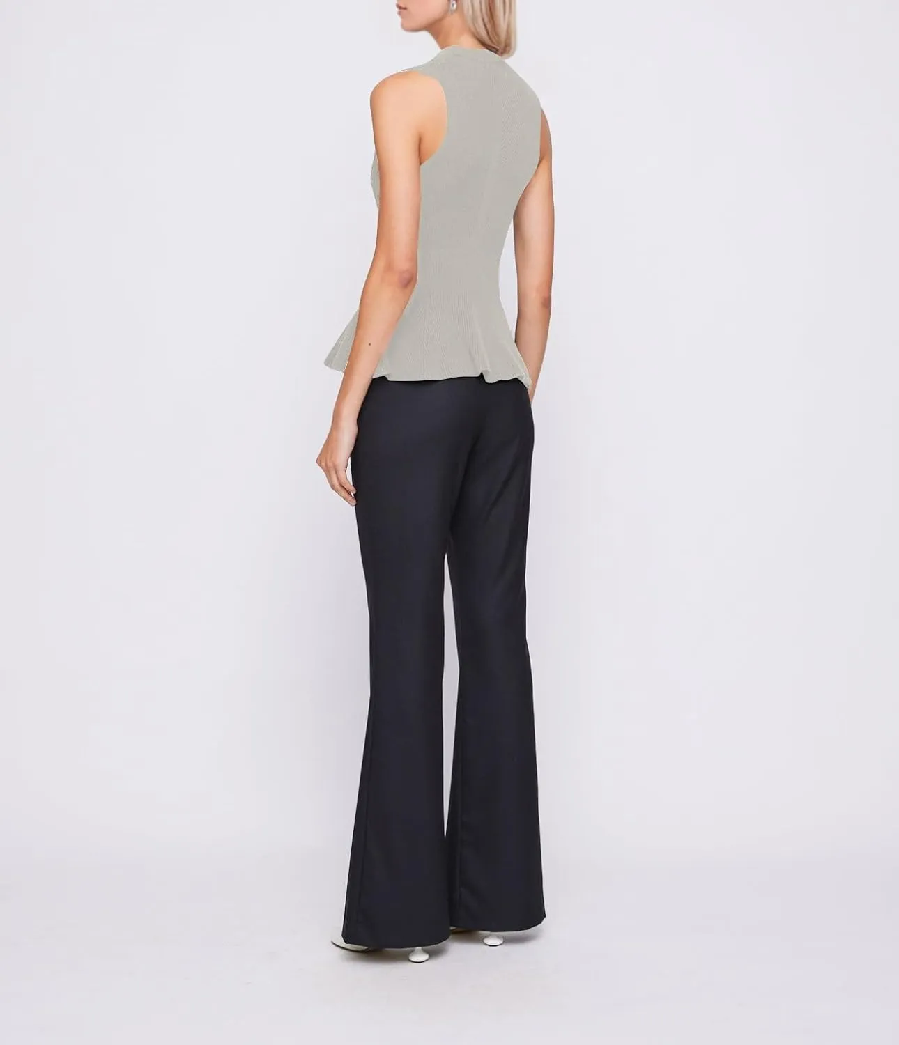 Women Turtleneck Peplum Tank Tops Ribbed Knit Sweater Vests Sleeveless Ruffle Tank Tops Mock Neck Fitted Shirts Tops