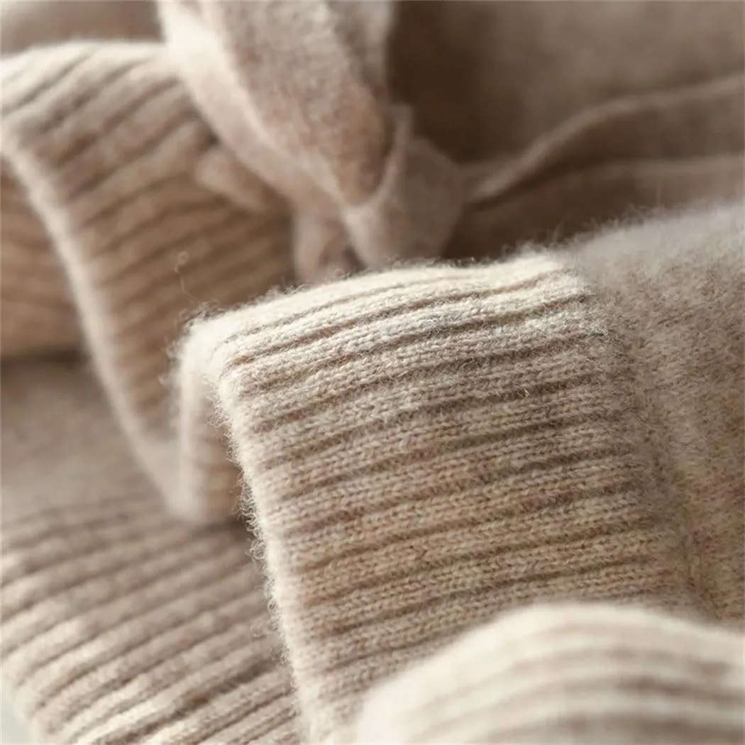 Women's 100% Merino Wool Knit Pants Fall Winter Soft Casual Wide Leg Pants with Drawstring Elastic Waistband