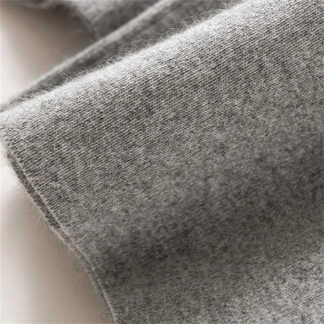 Women's 100% Merino Wool Knit Pants Fall Winter Soft Casual Wide Leg Pants with Drawstring Elastic Waistband