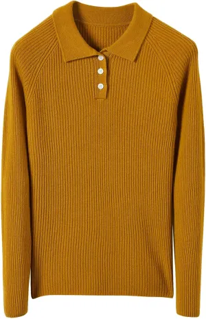 Women's 100% Merino Wool Sweater 2025 Fall Winter Polo Neck Long Sleeve Warm Soft Knit Pulover Sweater