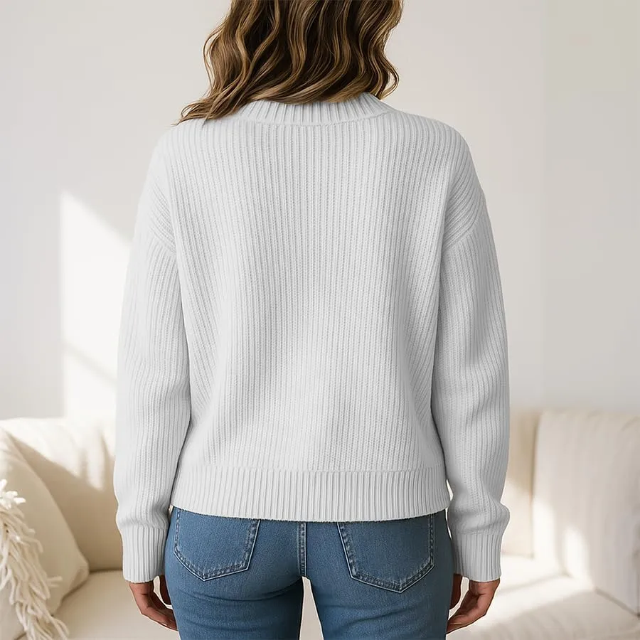 Women's American Flag Pattern Long Sleeve Lightweight Round Neck Sweater Casual Loose Pullover Sweater