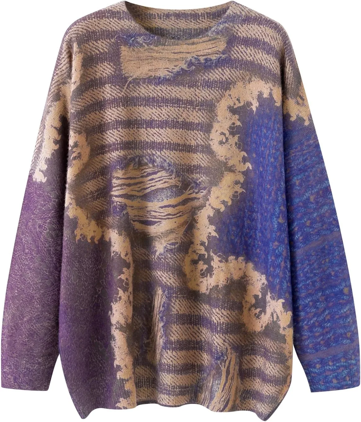 Womens Christmas Sweater Graphic Oversized Pullover Sweaters Casual Loose Long Sleeve Knit Sweater for Women