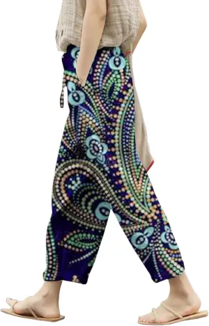 Women's Clothing Summer Casual Drawstring Pants Flowy Wide Leg Beach Trousers with Pockets Fleece Lined Leggings