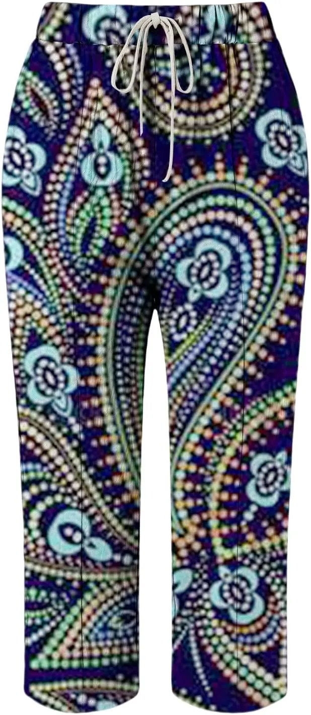 Women's Clothing Summer Casual Drawstring Pants Flowy Wide Leg Beach Trousers with Pockets Fleece Lined Leggings