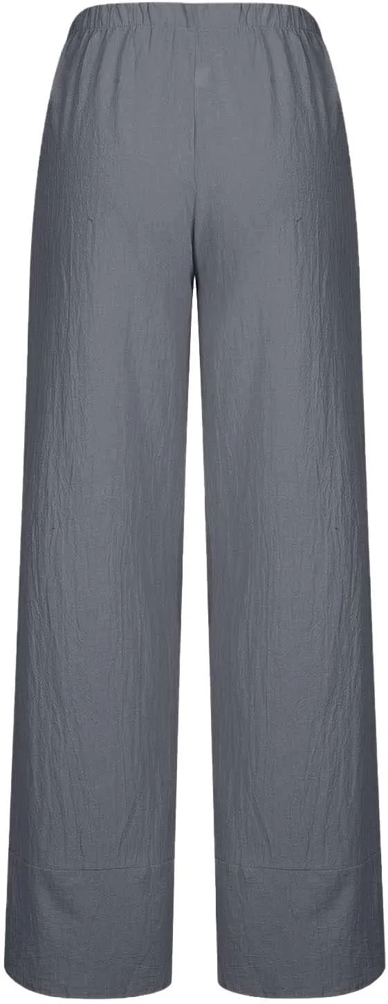 Women's Cotton Linen Capri Pants Soft Casual Loose Fit Workout Sweatpants Trousers with Pockets Summer Lounge Pants
