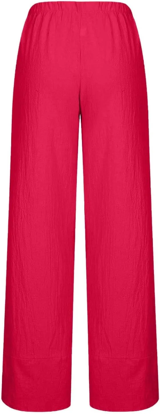Women's Cotton Linen Capri Pants Soft Casual Loose Fit Workout Sweatpants Trousers with Pockets Summer Lounge Pants