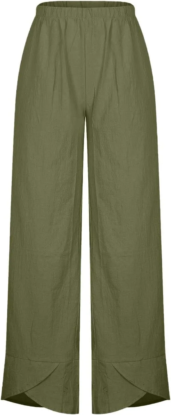 Women's Cotton Linen Capri Pants Soft Casual Loose Fit Workout Sweatpants Trousers with Pockets Summer Lounge Pants