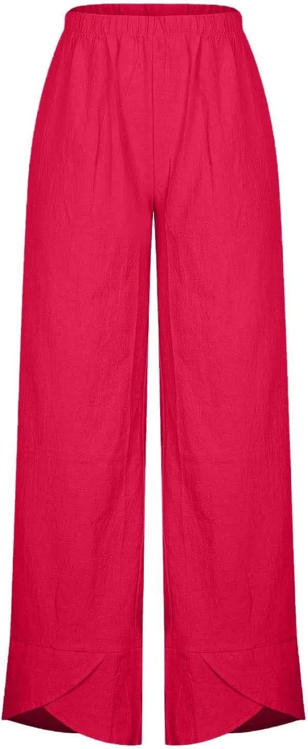 Women's Cotton Linen Capri Pants Soft Casual Loose Fit Workout Sweatpants Trousers with Pockets Summer Lounge Pants