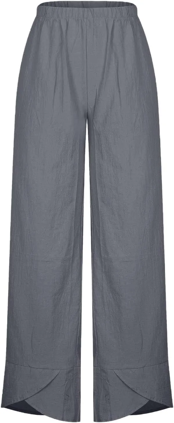 Women's Cotton Linen Capri Pants Soft Casual Loose Fit Workout Sweatpants Trousers with Pockets Summer Lounge Pants