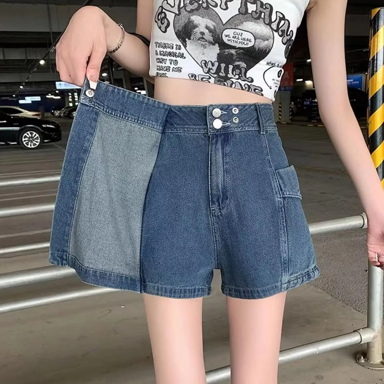 Women's Denim Skirt 2024 Summer Trendy A-Line Button Y2K Mini Casual Denim Skirt Cute Loose Vacation Jean Shorts for Women