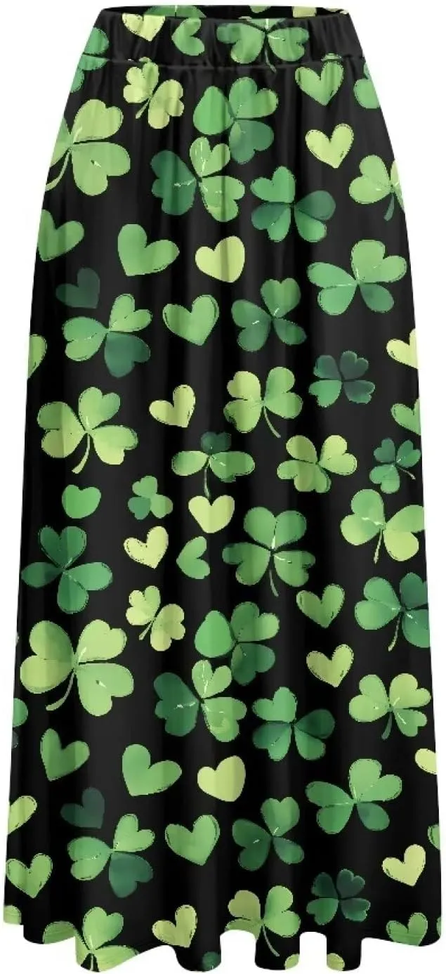 Women's Flowy Maxi Skirt High Waisted Casual Long Skirts with Pockets Swing Skirt for Party Festival Size S-2XL
