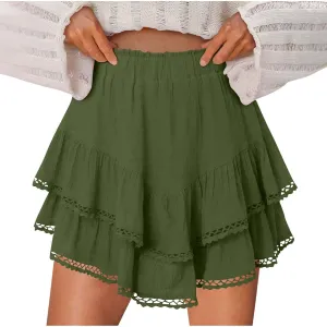 Womens Flowy Skirt Shorts Ruffled Tiered Basic Mini Skort High Waist Comfy Sport Athletic Tennis Skirt with Shorts 2025