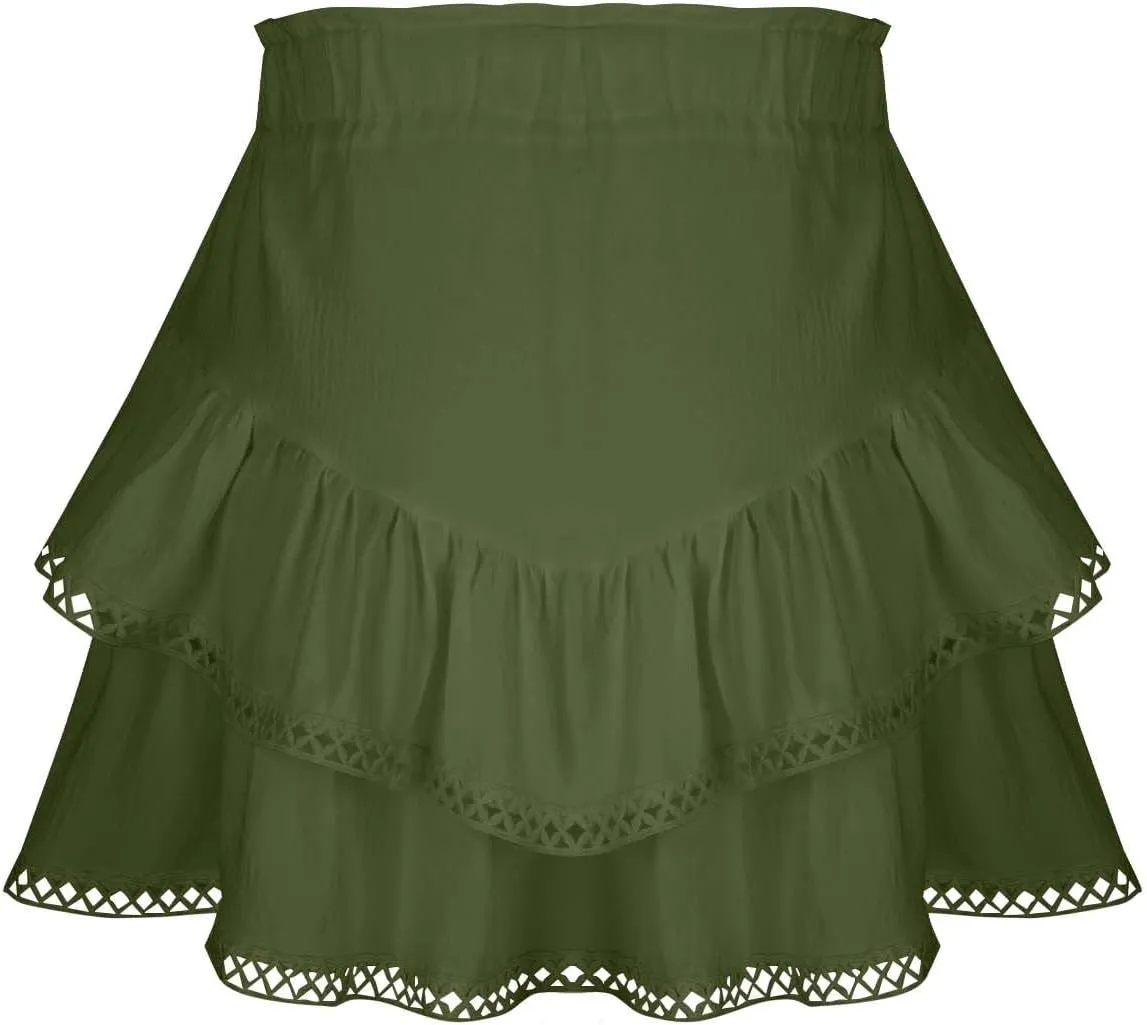 Womens Flowy Skirt Shorts Ruffled Tiered Basic Mini Skort High Waist Comfy Sport Athletic Tennis Skirt with Shorts 2025