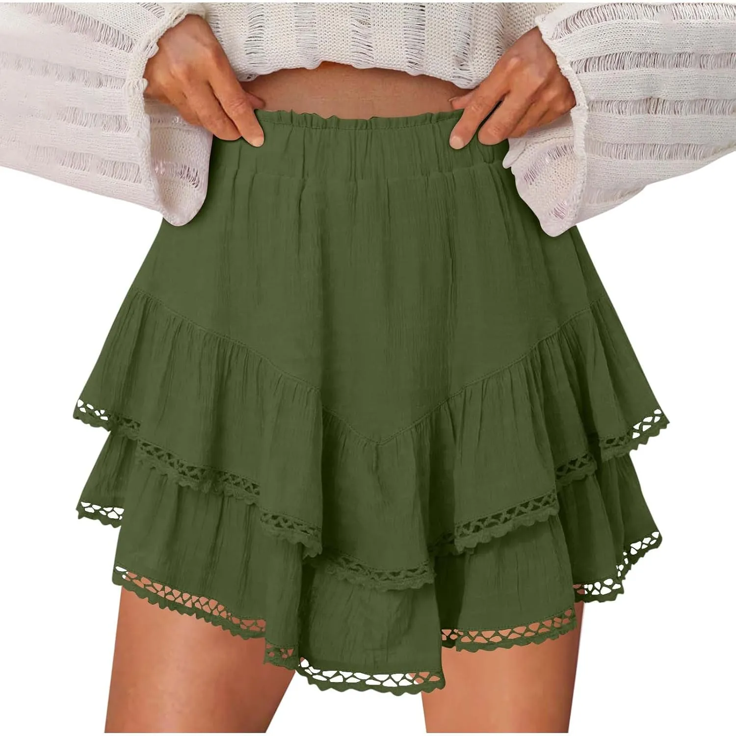 Womens Flowy Skirt Shorts Ruffled Tiered Basic Mini Skort High Waist Comfy Sport Athletic Tennis Skirt with Shorts 2025