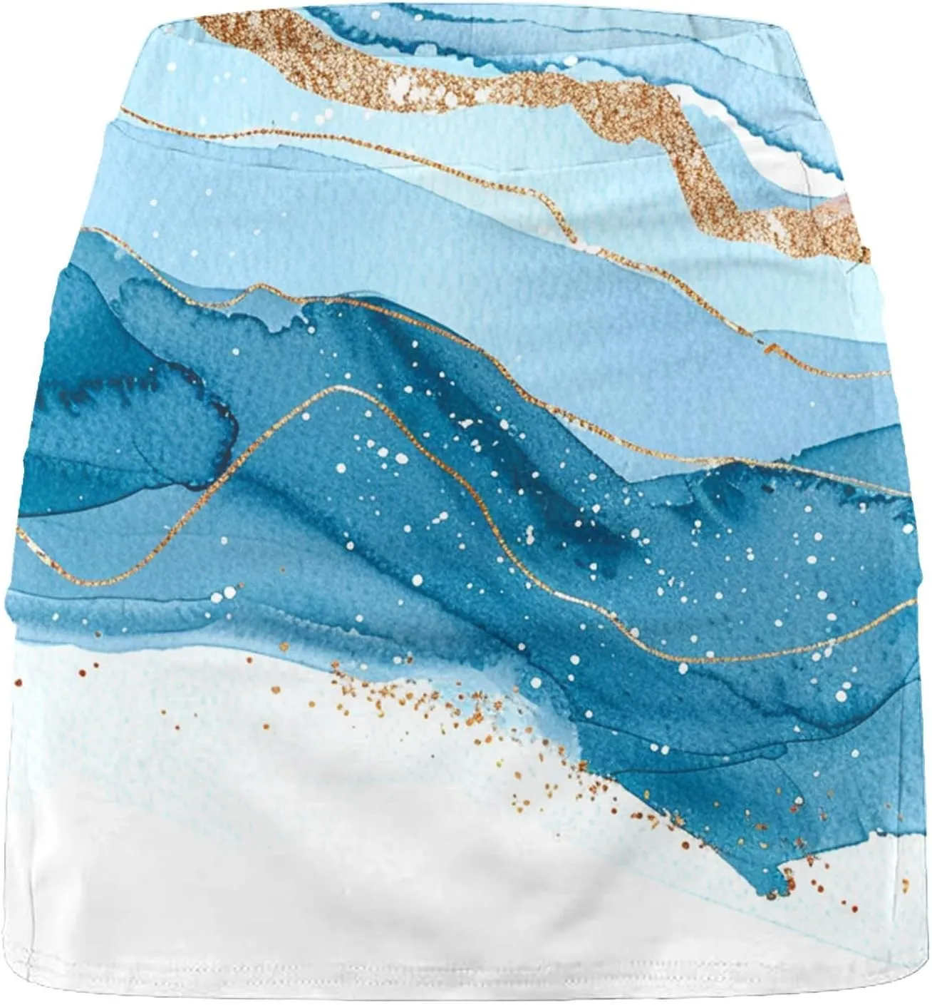 Womens Golf Skorts Skirts Tie Dye Printed High Waisted Tennis Skirt with Shorts Sports Bottoming Skirts