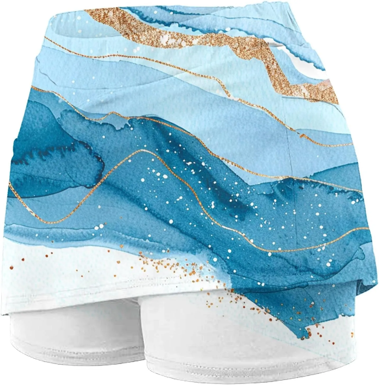 Womens Golf Skorts Skirts Tie Dye Printed High Waisted Tennis Skirt with Shorts Sports Bottoming Skirts