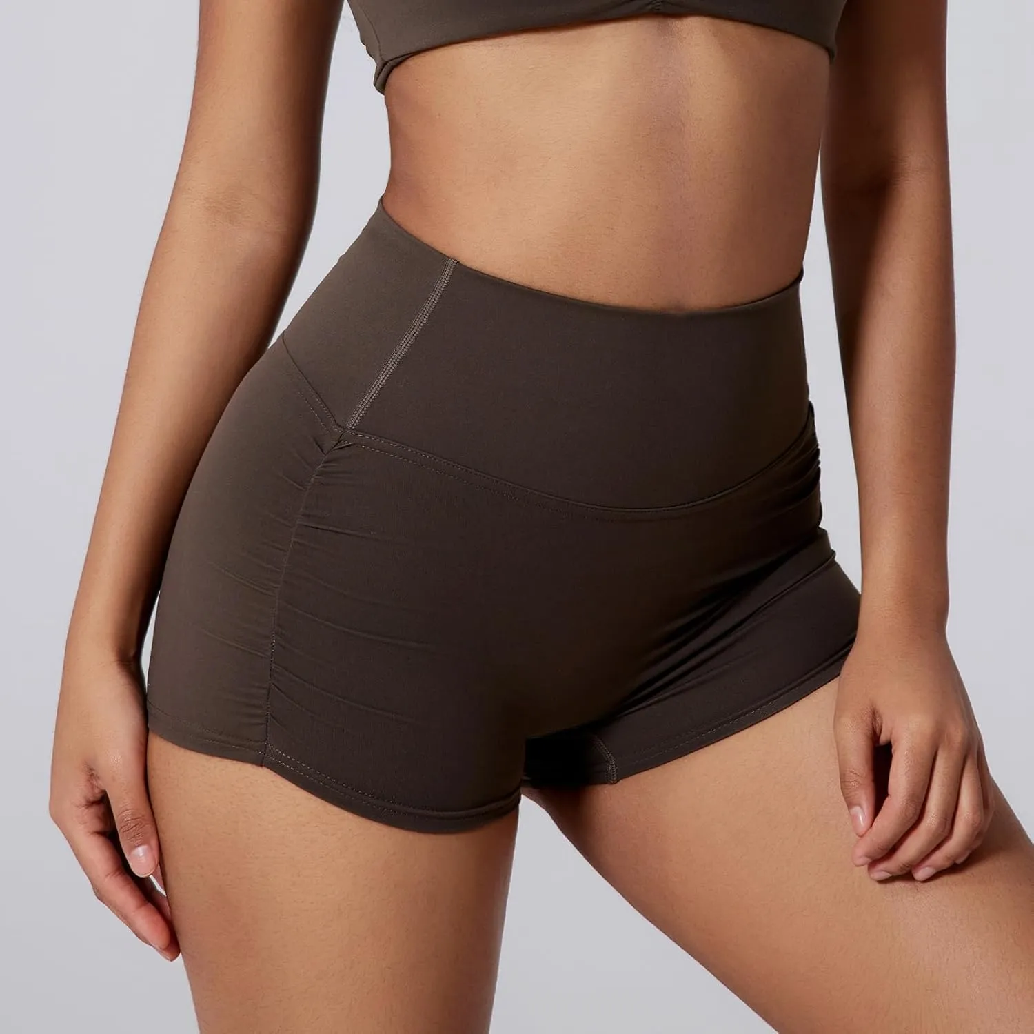 Women's High Waist Yoga Booty Shorts Workout Wrinkled Dance Hot Pants Butt Lifting Jogger Shorts Rave Outfits