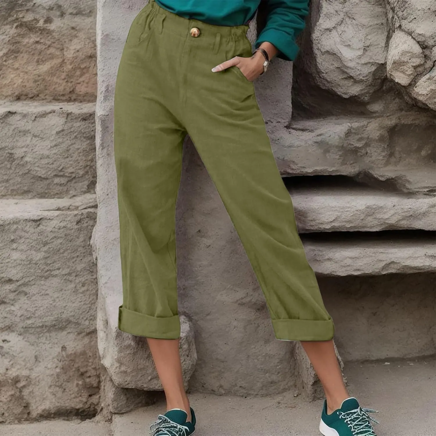 Womens Linen Blend Summer Palazzo Palazzo Lounge Pants Low Waist Straight Loose Fit Palazzo Pants Beach