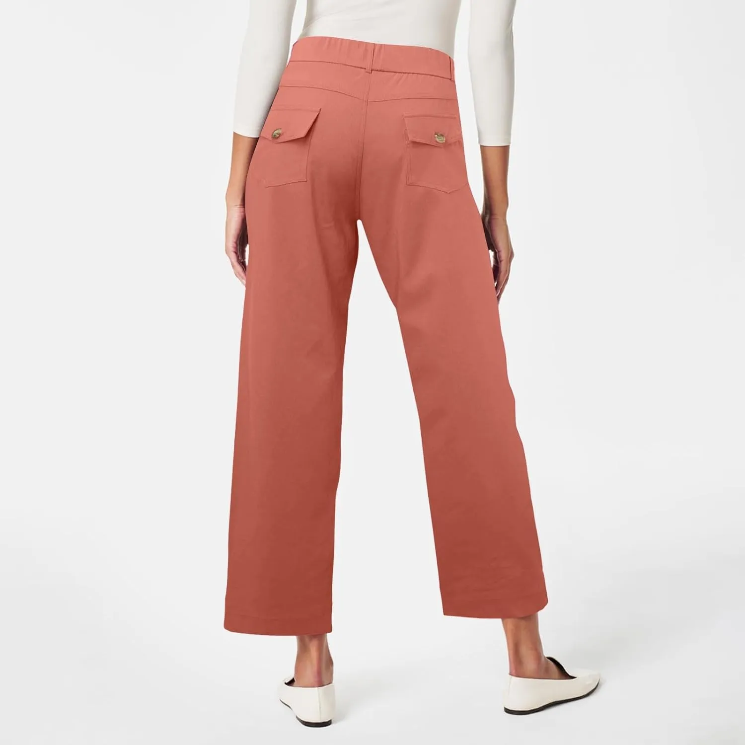 Women's Linen Blend Summer Pull On Palazzo Lounge Pants High Waist Wide Leg Slim-Fit Pant Trousers Work Business