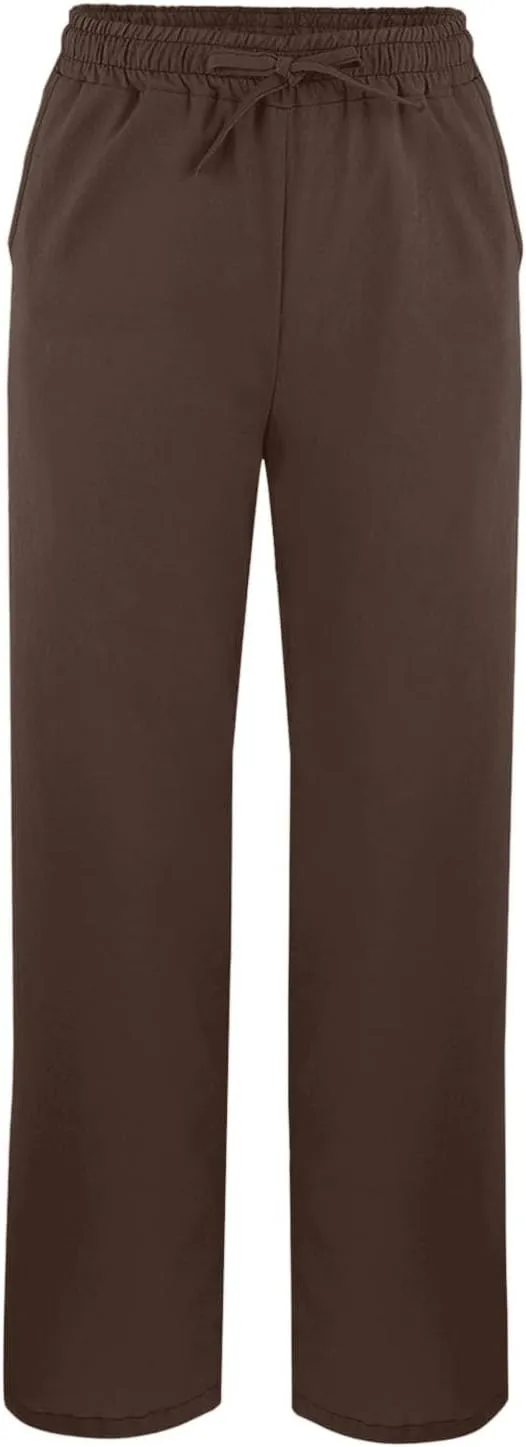 Womens Linen Pants Summer 2025 High Waist Casual Beach Capri Side Split Drawstring Lightweight Lounge Trousers