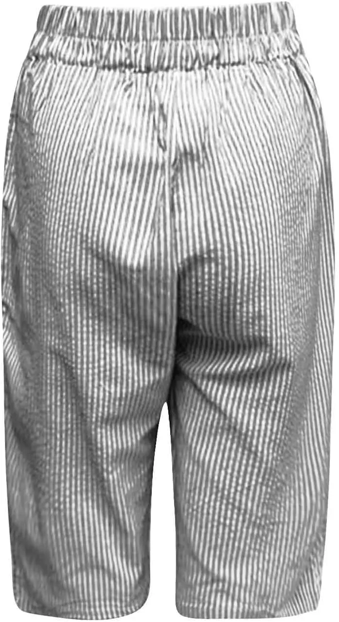 Women's Linen Pants Summer Casual Straight Wide Leg Palazzo Pants Ladies Lounge Trouser Lightweight Beach with Pocket