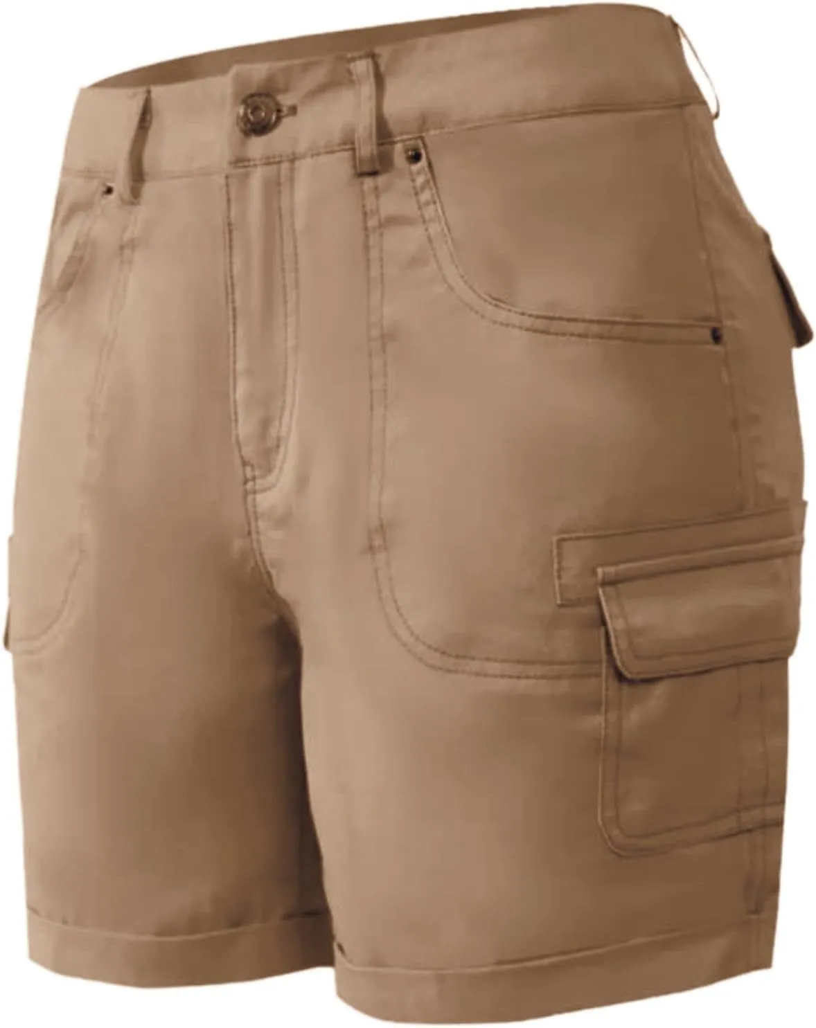 Women's Loose Solid Color Mini Pant,Summer Beach Shorts with Buttons,Cargo Hot Pants for Casual Wear